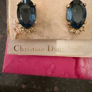 Dior Sapphire and Gold Stud Earrings